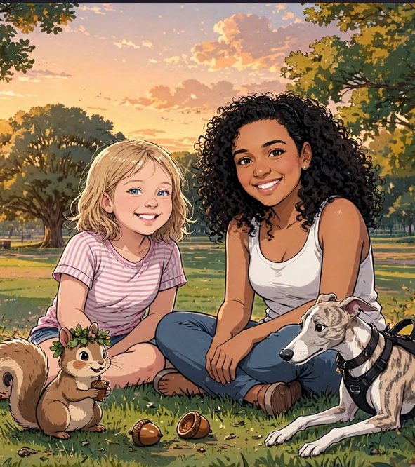 EMÍLIA  & VANDA  VANESSA IN THE WOODS WITH THE  SQUIRRELS